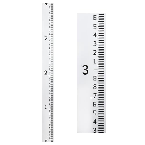Depth Gauge, Water Level Gauge (Hundredths, Tenths, Teet), Heavy-Duty Ruler-Style Water Level Indicator, All-Weather Water Level Tool, Rust-Resistant, with Pre-Drilled Holes (0-4 Feet)