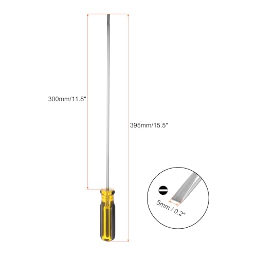 HARFINGTON Long Screwdriver 15.5" Flat Head Magnetic Head Magnet Extended Slotted Screwdriver with Ergonomic PVC Handle for Home Improvement Automotive Maintenance