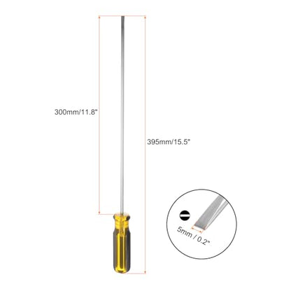 HARFINGTON Long Screwdriver 15.5" Flat Head Magnetic Head Magnet Extended Slotted Screwdriver with Ergonomic PVC Handle for Home Improvement Automotive Maintenance