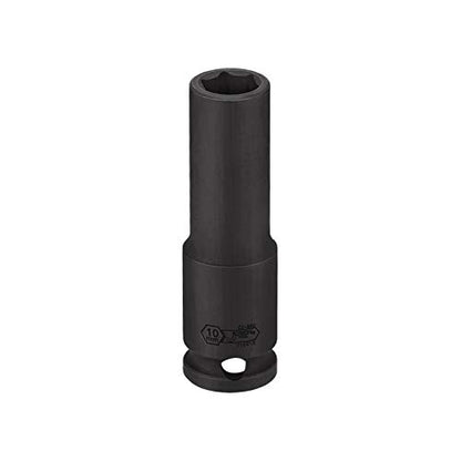 Jetech 3/8 Inch Drive 10mm Deep Impact Socket, Heat-Treated Chrome Molybdenum Alloy Steel, 6-Point Design, Metric, Anti-Rust Finish for Pneumatic & Electric Impact Wrench - size: 10mm