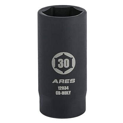 ARES 12034 30MM Axle Nut Socket, 6 Point Socket | Extra Deep 1/2-Inch Drive Impact Socket for Easy Removal of Axle Shaft Nuts - size: 30mm 6-Point