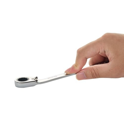 BLACK CANYON 9/16 Inch Ratchet Combination Wrench, 12-Point Box End & Hex Opening, Polished Steel Ratcheting Wrench with SAE & Metric Sizes - size: 9/16 Inch, style: Inch