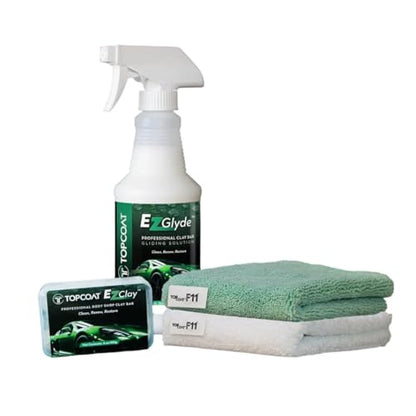 TopCoat® EzClay™ Clay Bar Auto Detailing Kit with EzGlyde™ Clay Lubricant Spray - Remove Contaminants from Hard Surfaces in Seconds - The Only Car Bar You'll Ever Need