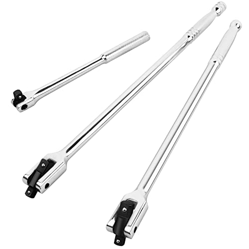 MAXPOWER 3-pieces Breaker Bar Set 10" 15" 18" | Dual Drive 1/2" and 3/8" Breaker Bars, Flexible Flex Handle Phosphate Head - size: Set: 10 inch, 15 inch, 18 inch