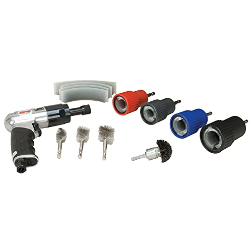 Myers Tire Supply 64010 Wheel Nut & Stud Cleaning Kit, with 1/4" Drive Reversible Air Tool, 4 Bolt Hole Cleaning Brushes, 4 Stud Cleaning Brushes, 4 Replacement Brushes and a Carrying Case