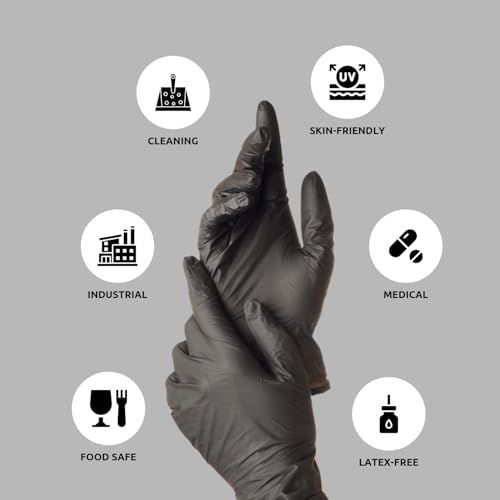 Black Nitrile Disposable Exam Gloves (5 Mil) | Latex‑Free, Powder‑Free, Food Safe, Medical, Tattoo, Mechanic & Cleaning Use - size: Small