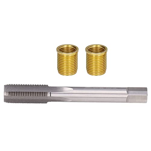 for Spark Plug Thread Hole Repair Tools Metal M12x1.25 Inserts M14x1.25 Tap 14mm Rethreaded Kit M12X1.25 for Spark Plug Thread Repair Kit Insert 12Mm Back Tap Tool