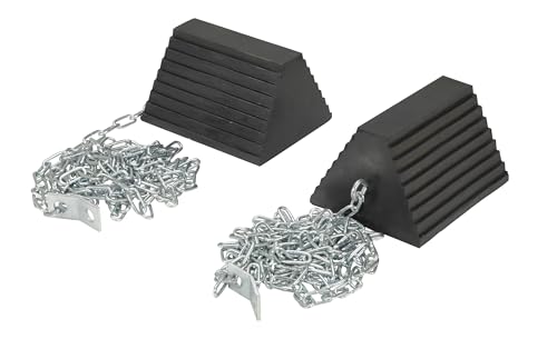 Vestil RWC-8/OH-15-HD Molded Rubber Wheel Chock Chain Hanger 8 in. x 11 in. x 6 in. Black