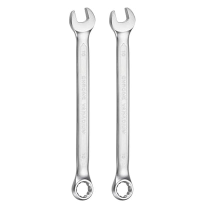 HARFINGTON 2Pcs Metric Combination Wrench 10mm Open End & 15-Degree Offset 12-Point Box End Chrome Vanadium Steel Industrial Grade Double Ended Wrenches Spanners Tools - size: 10mm
