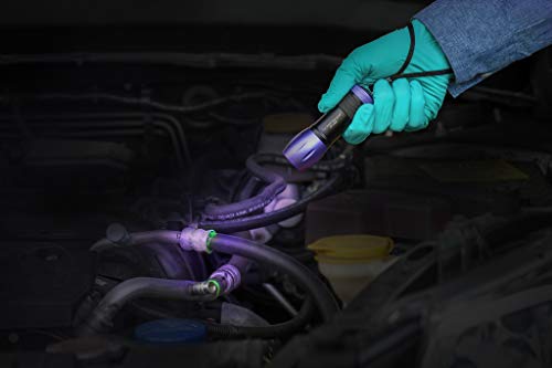 LEAKFINDER LF500CS Cordless LED Leak Detection Flashlight Kit - Up to 5' Range, Violet LED Light, Compact Design, Fluorescent Enhancing Glasses, 3 AAA Batteries - size: Battery UV Light