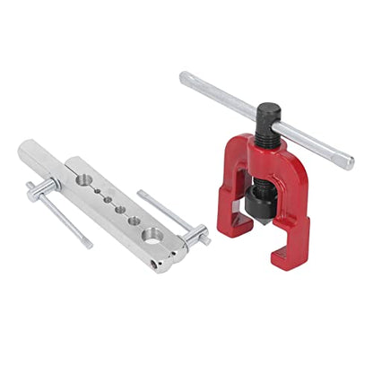 Professional Brake Line Flaring Tool Kit for Copper, Brass & Aluminum Tubing – 6-Sized Die Set (3/16" to 5/8") with Jig & Cutter