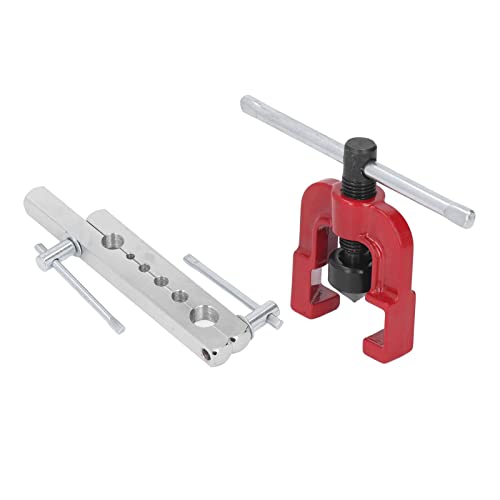 Professional Brake Line Flaring Tool Kit for Copper, Brass & Aluminum Tubing – 6-Sized Die Set (3/16" to 5/8") with Jig & Cutter