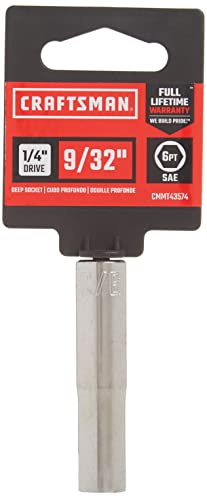 CRAFTSMAN Deep Socket, SAE, 1/4-Inch Drive, 9/32-Inch, 6-Point (CMMT43574) - size: 9/32"