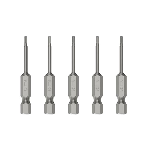 5PCS T6 Magnetic Tamper Proof Torx Screwdriver Bits, 1/4 Inch Hex Shank 2.6 Inch Length S2 Steel Security Drill Torx Head Drill Screw Driver Tools(65mm Long, Star 6 Point) - size: T6