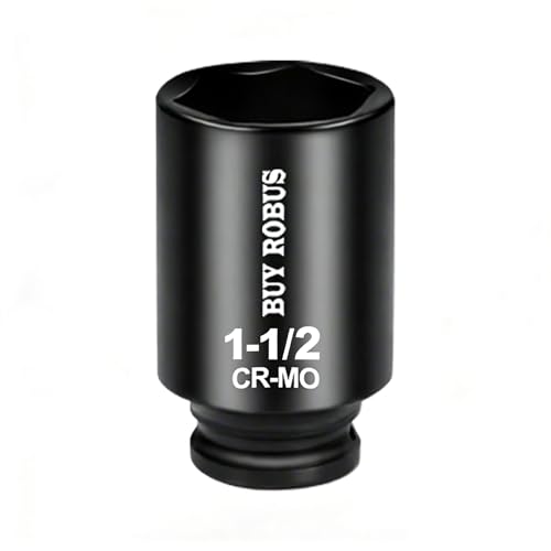 1-1/2'' Socket 1/2 Drive Deep Impact SAE Socket, 6 Point CR-MO for Easy Removal of Axle Nut - size: 1-1/2 socket