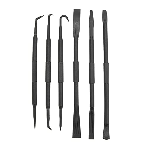 Pick And Hook Set,6PCS/Set Prying Hook Set Double Ended ABS Plastic Black for Removing O Ring Sealing Accessories Pry Kit Prying Hook Set Dual End Dis pry tool kit non marring pry