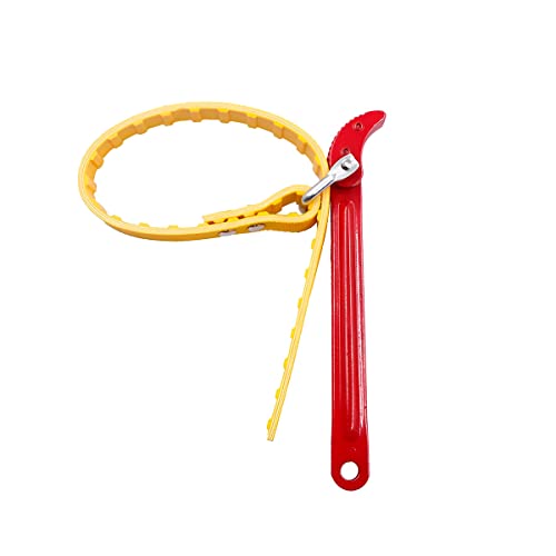 AUCELI Belt Type Oil Filter Wrench, Adjustable Strap and Steel Handle Removal Hand Tools Engine Box Motorcycle, Multi-Purpose Auto Car Repair Spanner, Universal Extractor Tool for Oil Filter and Pipe - size: 8''