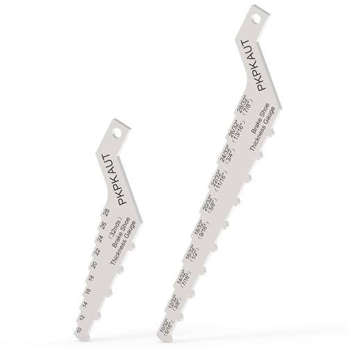 Brake Pad Measuring Tool, Drum Brake Thickness Gauge 2Pcs Sets | 304 Stainless Steel, 2-in-1 32ths(16ths)-labeled Technician Gauge for Brake Lining & Drum Wear, No Wheel Removal Needed