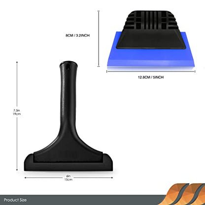 EHDIS Window Tint Tool All-Purpose 6'' Silicone Cleaning Squeegee 5-inch Handy Small Rubber Window Squeegee Auto Water Blade for Car Windshield, Window, Mirror, Glass Door,Shower (Black and Blue) - color: Black and Blue