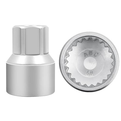 ABC-68 22Pt Outer Ring 2mm Wheel Locking Nut Key for Porsche VW | Wheel Lock Nut Socket Adapter, Anti-Theft Lug Nut Removal Tool, Anti-Theft Screw Remover, Repair Tool, Tyre Fitting, garage - color: ABC-68 Outer ring thickness: 2mm