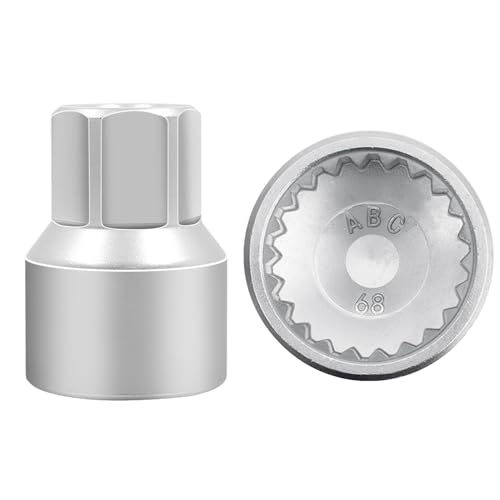 ABC-68 22Pt Outer Ring 2mm Wheel Locking Nut Key for Porsche VW | Wheel Lock Nut Socket Adapter, Anti-Theft Lug Nut Removal Tool, Anti-Theft Screw Remover, Repair Tool, Tyre Fitting, garage - color: ABC-68 Outer ring thickness: 2mm