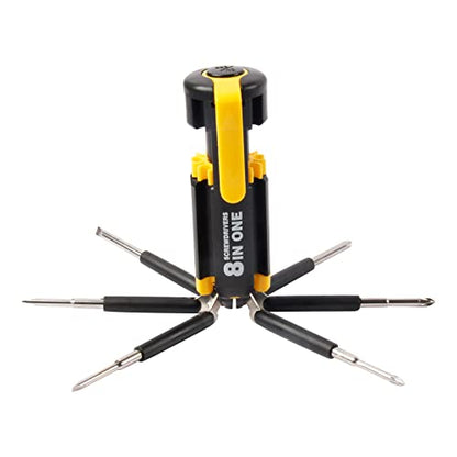 8 in 1 Screwdriver with Flashlight, Multi Functional 8 in 1 Screwdrivers Tool Set with Worklight for Household, Auto