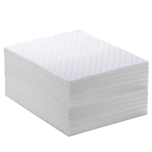 Spill Absorbent Pads 15" x 20" Heavyweight Oil Absorbing Mats,White Absorbing Heavy Weight Oil-Only Absorbent Mat Pad (30PCS) - size: 30PCS