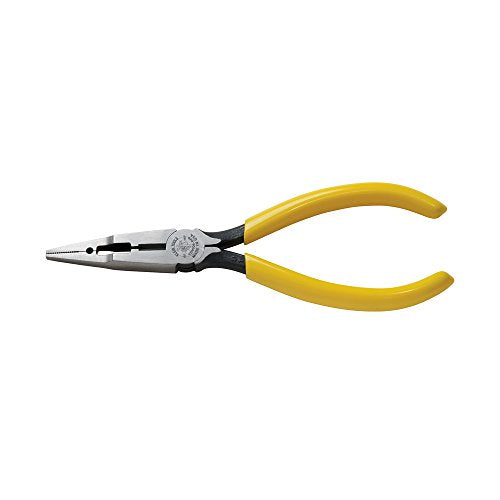 Klein Tools VDV026-049 Crimping Long Nose Pliers With Curved Handles, Grooved Jaws and Induction Hardened Steel