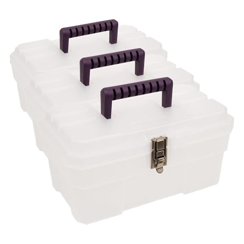 Akro-Mils 14-Inch Plastic Toolbox with Removable Tray, Steel Latch & Padlock Eye,Industrial-Grade Storage Box for Hobby Supplies, Crafts, and Tools, 14" x 8" x 8",Made in USA,Clear (09514) (Pack of 3) - size: 14-Inch x 8-Inch x 8-Inch (Pack of 3)