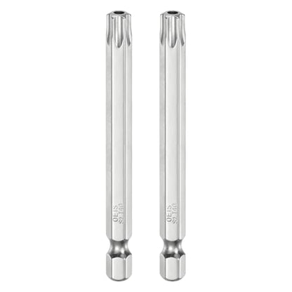 HARFINGTON 2pcs T40 Security Torx Bit 1/4" Hex Shank 3" Long S2 Steel Magnetic Tamper Resistant Star Bits Screwdriver Torx Head with Hole for Driver Drill Bits Remove Fastening Screws - size: T40