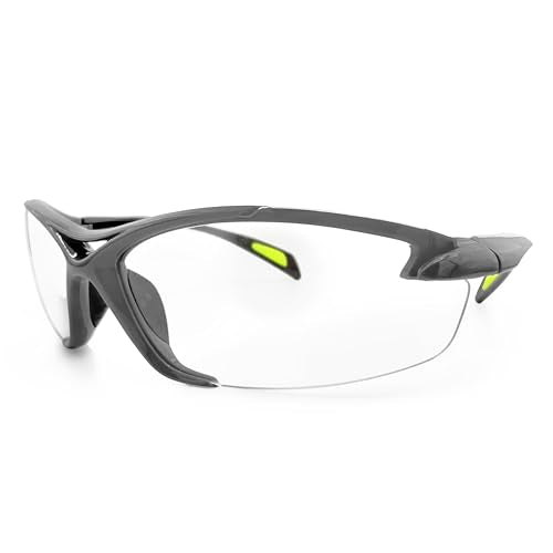 MAGID AcuSpex Clear, Semi-Frameless Safety Glasses, PureVue Premium Anti-Fog, 1 Pair, Gray/Lime, PX4080 - style: 1 Pair