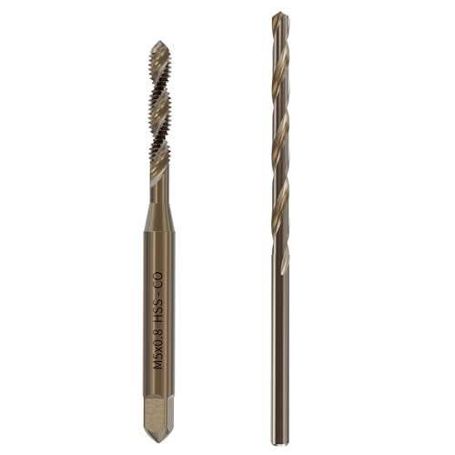 Tap and Drill Bit Set, M5x0.8 Tap and 4.2mm Twist Drill, HSS, Spiral Point | For M5x0.8 Thread Tapping and Drilling, Spiral Point Tap and Twist Drill Combo for Industrial Mechanics Metalworking - size: M5*0.8 + 4.2mm