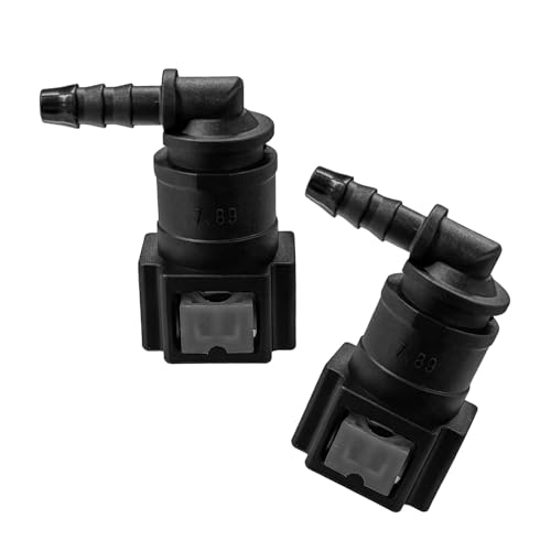 2 PCS Fuel Line Quick Connector, 5/16 SAE to 4mm Nylon Tubing 90 Degree Elbow Fuel Line Connector, Elbow Bundy Female to Hose Barb Straight Quick Plugs for Most Vehicles - color: 7.89-ID4, Elbow