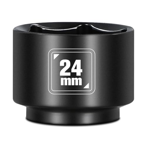 BLACKROBOT 24mm Low Profile Oil Filter Socket, 3/8" Drive 6-Point Oil Filter Cap Remover and Installer Tool, Chrome Vanadium Steel - size: 24mm
