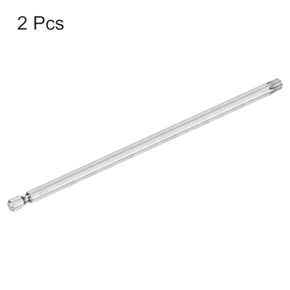 HARFINGTON 2pcs T40 Security Torx Bit 1/4" Hex Shank 6" Long S2 Steel Magnetic Tamper Resistant Star Bits Screwdriver Torx Head with Hole for Driver Drill Bits Remove Fastening Screws - size: T40