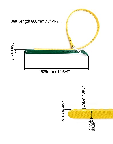 QWORK 15" Belt Strap Wrench, 2 Pack Multi-Purpose Adjustable Strap Oil Filter Strap Opener Wrench