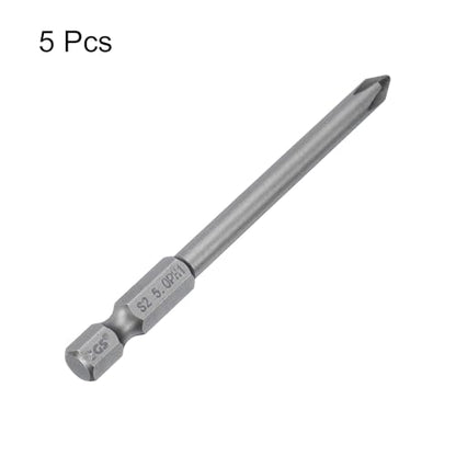 HARFINGTON 5pcs #1 Phillips Screwdriver Bit PH1 1/4" Hex Shank 3.15" (80mm) Long Magnetic S2 Steel Industrial Grade Screw Driver Bit Cross Head Electric Drill Bits 0.197" (5mm) Rod - size: PH1 x 80mm x 5mm