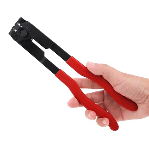 CV Boot Clamp Pliers with 10PCS Stainless Steel Crimp Bands, 5PCS Small and 5PCS Large Universal Adjustable Drive Shaft Joint Boot Crimp Clamps, Boots Clamp Tool Repair for Most Cars