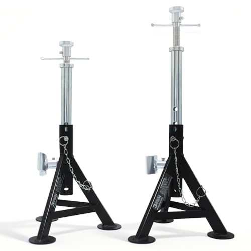 BESTOOL RV Supports Stabilizer Jacks, Travel Trailer Stabilizer Jacks Camper Jack Stands from 17.3" to 30." 1 Pair Capacity 12000 lbs, 2 Pack - color: Black-Dual head RV stabilizer jacks/2PC
