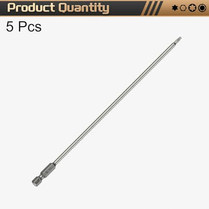 HARFINGTON 5pcs T10 Torx Head Screwdriver Bit 1/4" Hex Shank 8" (200mm) Long Magnetic No Hole Tip Tamper Proof 6 Point Star Screw Driver Drill Bits S2 Steel Industrial Power Screwdrivers - size: T10 x 8"(200mm)