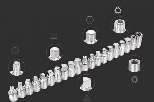 23-Piece Drain Plug Socket Set, 3/8" Drive Oil Drain Plug Key for Back Axle, Differential, Gearboxe, Engine Oil Sump