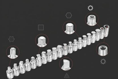 23-Piece Drain Plug Socket Set, 3/8" Drive Oil Drain Plug Key for Back Axle, Differential, Gearboxe, Engine Oil Sump