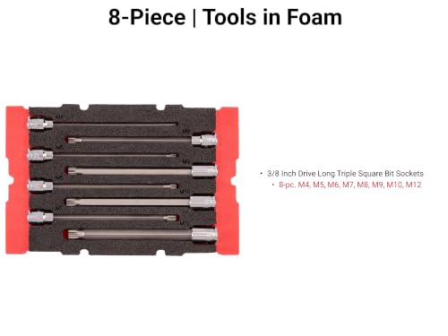 TEKTON Long Triple Square Bit Socket Set, 8-Piece | SHB91705 - size: 8-Piece (M4 - M12)
