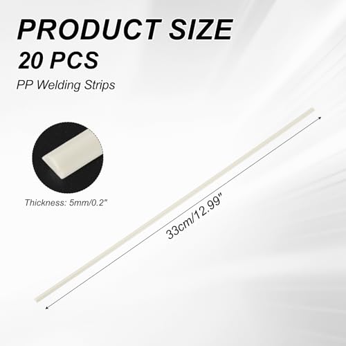 MECCANIXITY 20pcs Plastic Welding Rods, 13 Inch PP Welding Strips 1/8"x3/16" for Plastic Welder Soldering Tool Kit, Car Bumpers, Kayak Repair, Beige