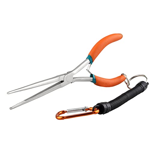 SPEEDWOX Extra Long Needle Nose Pliers with Anti-Loss Lanyard Needle Remover Pliers with Serrated Jaw for Jewelry Making, Bending Wire and Small Object Gripping for Hard to Reach Narrow Spaces - style: Extra Long Nose