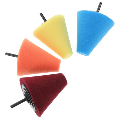 OSALADI 4pcs Cone Buffing Pads for Metal Polishing Automotive Wheel Detailing Sponge for Car Care Drill Polishing Wheel Kit for Hub Shine and Gloss