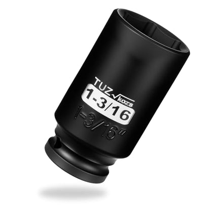 1/2 Inch Drive 1-3/16 Inch Deep SAE 6 Point CR-MO Impact Socket | Radius Corner Design,Square Chamfered Opening,Axle Nut Impact Grade Socket for Easy Removal - size: 1/2” Drive 1-3/16 Deep, style: 1/2" Drive Deep Socket