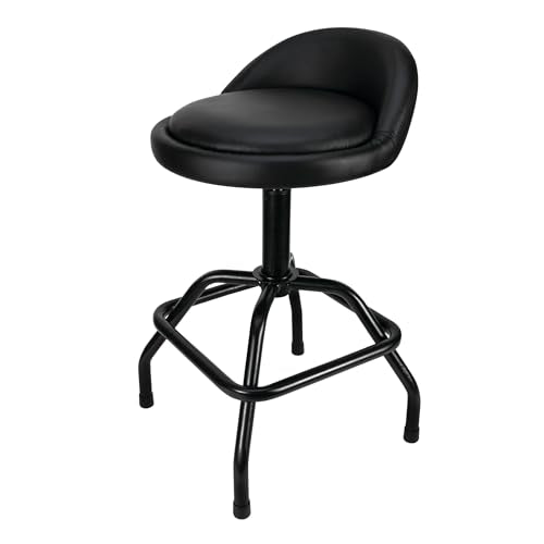 Performance Tool W85011 Pneumatic Swivel Bar Stool with Back Support, 360-Degree Swivel, Heavy Duty Steel Frame, Black - style: Pneumatic Swivel Bar Stool
