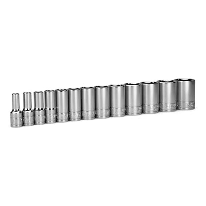 Capri Tools 3/8 in. Drive Semi-Deep Chrome Sockets Set, 6-Point, 1/4 to 1 in., 13-Piece - size: Semi-Deep Set / 1/4-1 in.