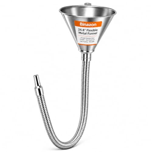 24.8" Funnels for Automotive Use, Steel Bendable Spout Funnel, Galvanized Funnel with Screen Screen, Ideal for Filling All Oils, Diesel, Gasoline and conveying Other Liquids